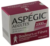 Aspegic Adultes 1000 Mg, Poudre Pour Solution Buvable En Sachet-dose 15 à Paris